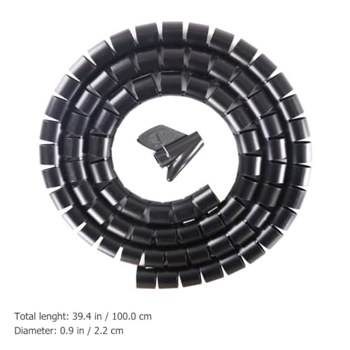 Cable sleeve organizador de cables con tubo espiral anti-mordeduras negro de 10 m para protección de cables y escritorio miniatura 2