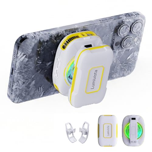 Lumivista Cell Phone Cooler for Gaming, Magnetic Portable Rechargeable Battery Mobile Phones Radiator, Cellphone Fan Cooler with RGB Lights for iPhone Series, iPad Pro Tablet, Android, TikTok Live