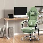 Dowinx Gaming Chair Breathable Fabric Game Chair with Gel Pad and Storage Bag, Comfortable Gamer Chair with Pocket Spring Cushion, Ergonomic Computer Chair with Footrest, Green - Image 2