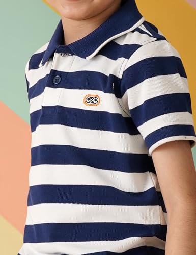 Image of Amazon Brand - Symbol Boys Cotton Rich Striped Polo Tshirt | Collar Tshirts | Half Sleeves | Regular Fit