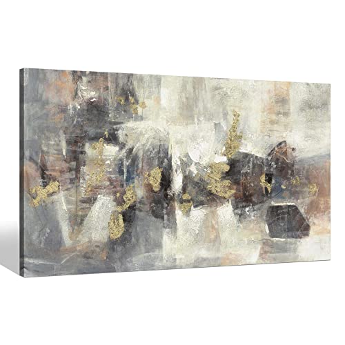 Sea Whisper Grey Abstract Canvas Wall Art: Bedroom Modern Heavy