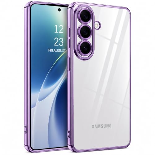 Image of VONZEE Clear Logo Electroplating Transparent Case for Samsung A57 5G, Magnetic Plating Electroplate TPU Cover, Individual Camera Protection for Each Lens - Deep Purple
