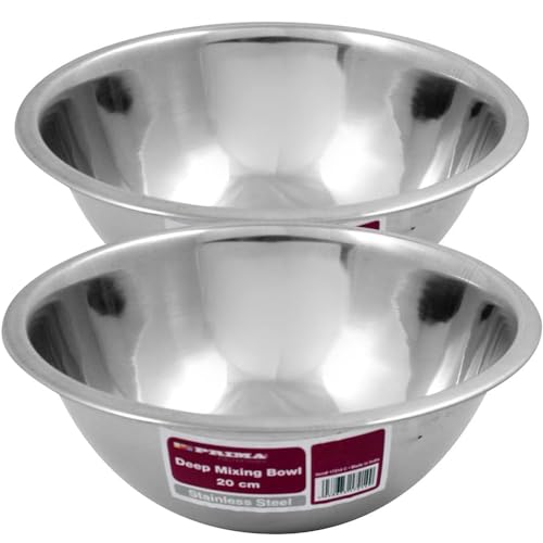 BARGAINS-GALORE 2 X 24CM Stainless Steel DEEP Mixing Bowl Kitchen Cooking Salad Fruit Serving BARGAINS-GALORE 2 X 24CM Stainless Steel DEEP Mixing Bowl Kitchen Cooking Salad Fruit Serving