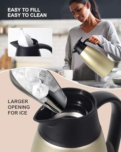 Image of Updated 70 Oz Thermal Coffee Carafe, 2.1L nsulated Stainless Steel Coffee Carafes for Keeping Hot Coffee & Tea Hot Beverage-12Hours, Double Walled Vacuum Coffee Carafe (Gold)