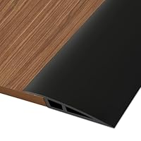 Hengrongshen PVC Türschwellen Leiste, 2M * 7CM Übergangsprofil Selbstklebend, Übergangsleiste Boden Höhenausgleich Abdeckleiste für Parkettböden Laminate Schwellen (Schwarz, für 15mm bis 20mm)