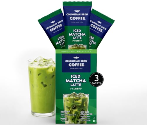 Image of Colombian Brew Iced Matcha Latte Premix | Instant Japanese Matcha Green Tea Latte | 3 Sachets x 20g (60g) | Creamy Cafe Style Iced Matcha Drink