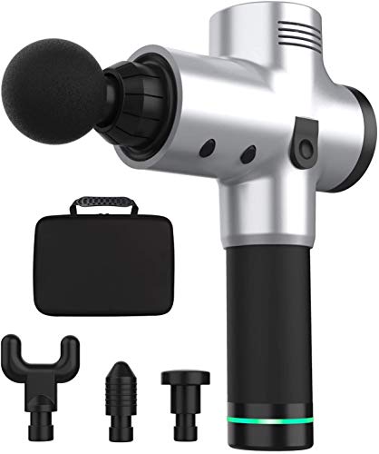 Preisvergleich Produktbild Massagepistole, kabelloses wiederaufladbares Massagegerät für Tiefengewebe, tragbares Massagegerät, Massagekörper mit 4 Massageköpfen