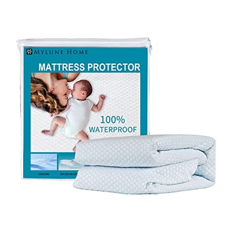 MYLUNE HOME Waterproof Mattress Protector - New Nylon Material Mattress Protector - Vinyl Free & Cooling Breathable - King Size Fitted Mattress Cover - Blue (150×200+30) cm Cover