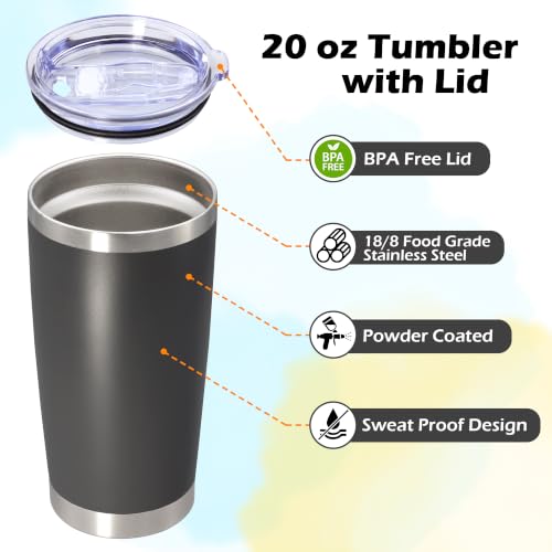 Image of 20oz Tumbler Insulated Tumblers Vacuum Coffee Mug with Lid Grey 6Pack