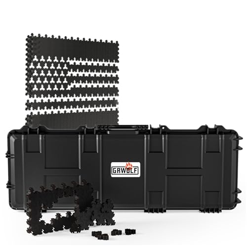 GRWOLF 43” Hard Rifle Case Equipped With Reconfigurable & Reusable XP Crosslinked Foam Insert Hunting Season Rifle Case, Waterproof, Shockproof Meets TSA Requirements