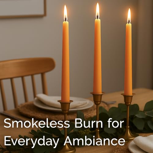 Image of Stonebriar Unscented Taper Candles - 7 Hour Burn Time, Long-Lasting Wax Candles for Weddings, Holidays, Home Decor & Special Events, Pack of 10, Orange, 10 inch