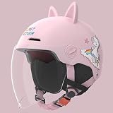 Casco Moto Infantil Rosa Con Unicornio Y Arcoíris,48~55cm
