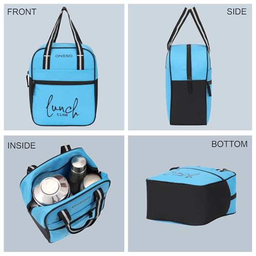 Image of Durable & Lightweight Lunch Bag | Trendy Water-Resistant Tiffin Bag & Meal Holder for Office, School, Travel & Picnic, Stylish, Insulated Design for Men, Women & Kids (Sky Blue)