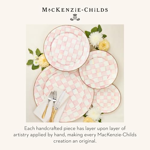 Image of MACKENZIE-CHILDS Enamel Charger Plate, Pink-and-White Rosy Check