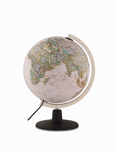 Tecnodidattica – NATGEO Executive Globe | Illuminated and revolving |Political and physical cartography in vintage National Geographic style | Text in English | 12"/30cm Diameter