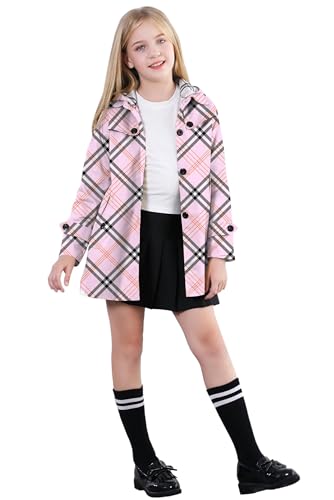 Image of Cromoncent Girl's Rain Jackets Waterproof Hoodie Trench Coat Cute Dress Coat Outerwear, 3-12 Years