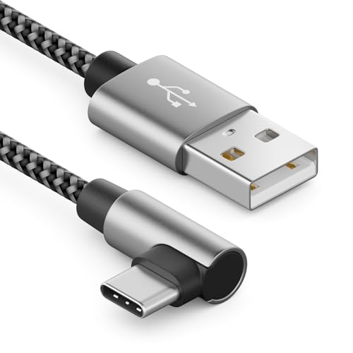 deleyCON 1,5m Câble USB A vers USB C - C Mâle 90° Coudé - Câble de Charge A vers C pour iPhone 15 16 Pro Max Samsung S25 S24 S23 S22 Pixel iPad Pro MacBook Air Tablets Switch PS5