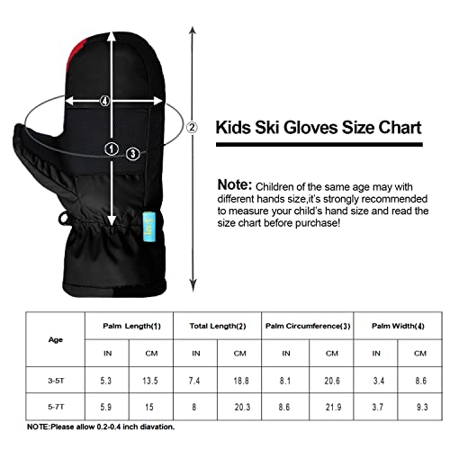 7-Mi Kids Winter Warm Water-Resistant Gloves For Skiing/Snowboarding/Cycling/Riding Outdoor Activities Children Mittens For 3T-5T Black #TOP2