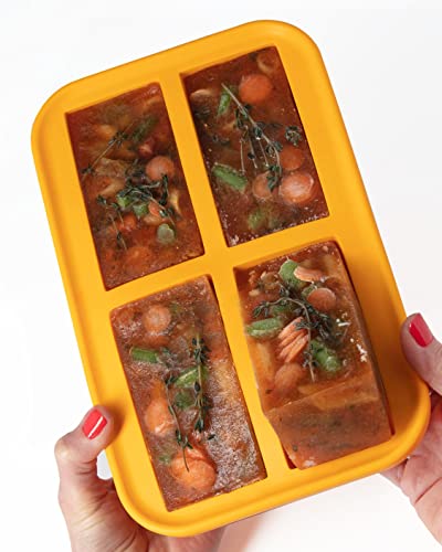 Silicone Freezer Molds With Lids & Measurement Lines, Makes 8 Perfect 1 Cup Portions, Food Freezing Storage Containers For Soup, Pasta Sauce, Broth. Large Ice Cube Trays & Food Freezer Molds (2 Pack) #TOP7