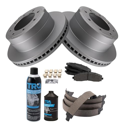 Image of TRQ Rear Brake Pad & Rotor Kit Semi-Metallic Compatible with 2013-2021 Ford F-250 Super Duty F-350 Super Duty