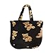 Borsa a tracolla con stampa orso, super carina, grande capacità, per capelli d'agnello, borsa coreana da donna, in peluche, adatta per shopping e lavoro, Nero ,