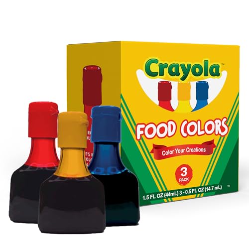 Crayola Food Coloring Set Primary Colors - Blue, Yellow, Red - Gluten-Free, Safe for Icing, Cakes, Eggs, Slime - Easy-Pour Caps (3 Colors)