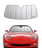 Pigenius Windshield Sunshade for Chevy Corvette C6 2009-2013, Premium Grey Leather Finish