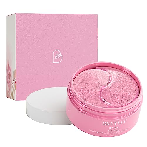 BREYLEE Pink Rose Eye Mask– 60 Pcs – Puffy Eyes and Dark Circles Treatments – Look Younger and Reduce Wrinkles and Fine Lines Undereye, Improve and Firm eye Skin