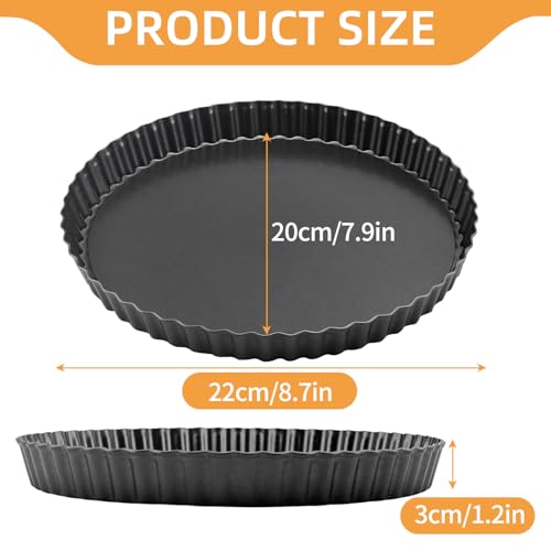 8 Inch Round Fluted Tart Pan with Removable Base for Baking Pies and Quiches - Image 3