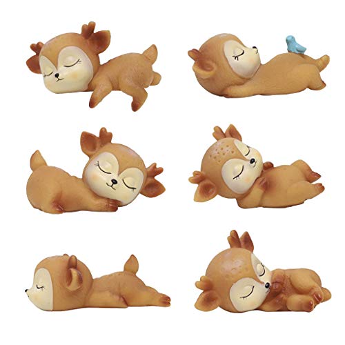 B Blesiya 6 Stücke Rehkitz Figur Dekofigur Tierfigur Tischdeko für Schlafzimmer Wohnzimmer Kinderzimmer Cover