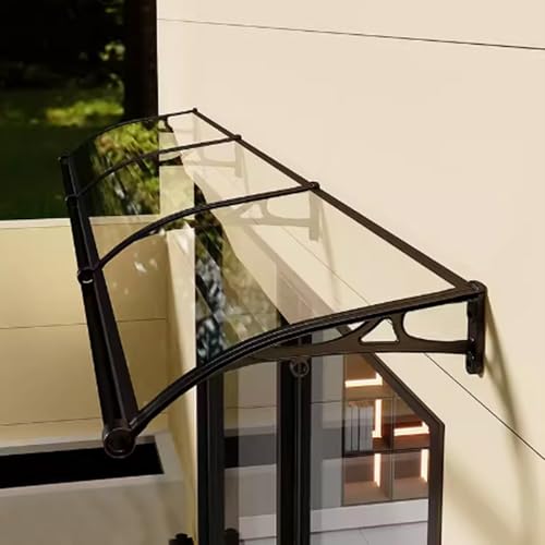 Pensilina Tettoia per Porta d'Ingresso Esterna,Copertura in Policarbonato Protezione UV Pioggia e Neve,Tendalino per Finestra,Pensilina da Esterno Veranda,per Giardino (120x180cm)