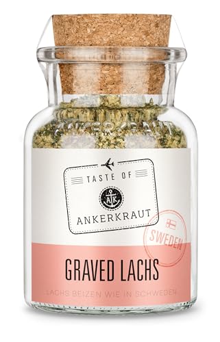 Ankerkraut Graved Lachs (Schweden), Mischung würzender Zutaten für Fisch, schwedischer Graved Lachs, 120 g im Korkenglas