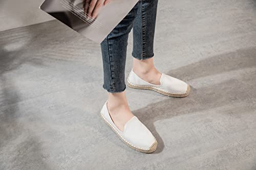 Image of Women's Classic Slip on Flat Shoes Casual Cap-Toe Platform Simple Espadrille Canvas Loafers