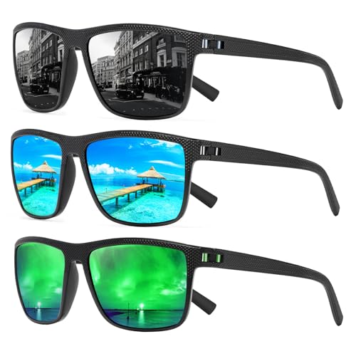 Square Polarized Sunglasses for Men and Women Lightweight Frame Sun Glasses with UV Protection