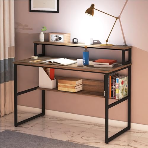 Image of Klaxon Engineered Wood Iron Study Table with Drawer, Multi-Usage Laptop Desk & Home Office (Printo-FD, DIY Installation) (FD, DESKE)