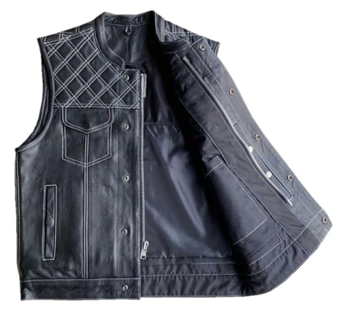 Leather Diamond Stitch Club Vest by Unik3
