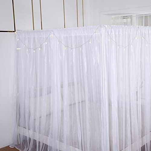 Akiky Princess Canopy Bed Curtains Bed Canopy Curtains With Lights For Queen Size Bed Drapes,8 Panels Canopies With 2 Lights ,Room Décor (Full/Queen, White) #TOP1