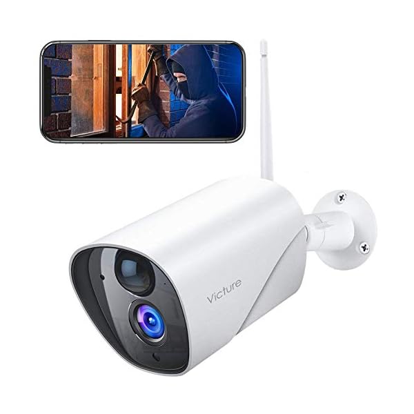 Victure 1080P WLAN IP Kamera Überwachungskamera Aussen PIR Bewegungserkennung Wasserdicht mit Nachtsicht 2.4Ghz WiFi Outdoor Bullet Kamera kompatibel mit IOS/Android
