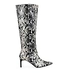 BOSANOVA Botas Altas a la Rodilla para Mujer y Suela con Puntera Alargada y tacón Fino. Cierre con Cremallera Interior. Calzado para Mujer Serpiente 39