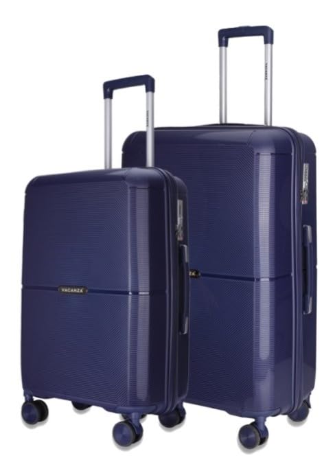 Image of 3G VACANZA Hard-Side Polypropylene Check-in Luggage Set of 2 Blue Trolley Bags (65 & 75 Cm)