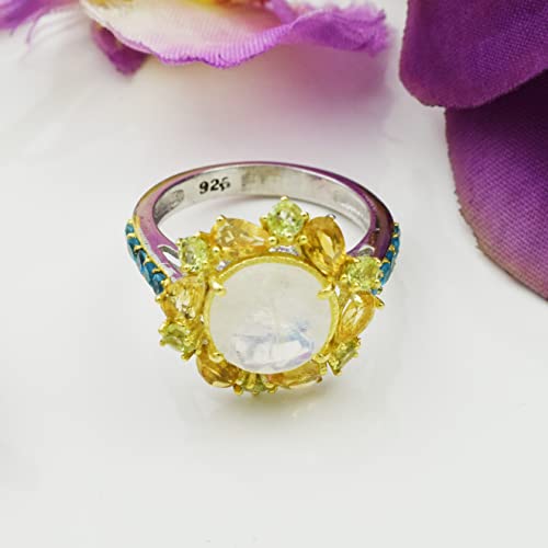 Bague cocktail argent 925 pierre de lune apatite idée cadeau d'exception - 2