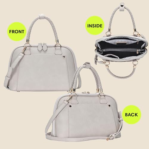 Madison West Camila Satchel | Handbag for Women | Vegan Leather, Canvas or Straw Purse with Top Handle & Crossbody Strap | - Image 4