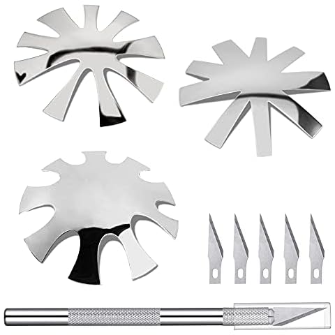 3 Pcs French Nail Cutter for Acrylic Nails,Stainless Steel Smile Line Cutter Manicure Edge Trimmer with Handles French Tip Cutting Knife 5 Spare Blades for Nail Cover