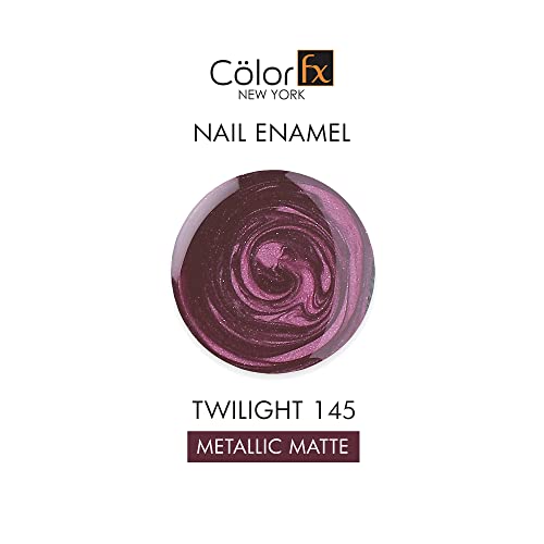 Image of Color Fx New York Twilight Matte Finish Nail Polish |Chip-Resistant, Quick-Drying, Long-Lasting, Non-Yellowing| 21 Toxin Free| Nail Polish for Women - Dark Purple