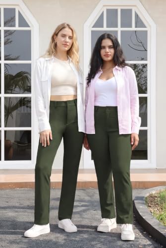 Image of Bamans Dress Pants Women Work Business Office Straight Leg Slacks