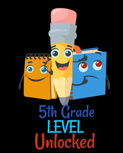 5th grade level unlocked: college ruled notebook for kids with 8 x 10 sized notebook for first day of the school board school supplies for kids gamers gaming back to school image 2