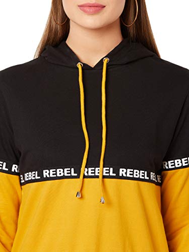 Image of Miss Chase Women's Multicolour Hooded Colour-Block Sweatshirt