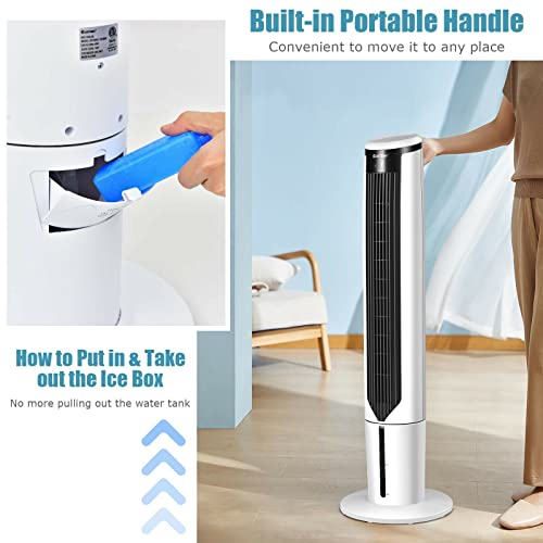 Costway Portable Evaporative Air Cooler For Room, Quiet 41-Inch Oscillating Air Cooler With Remote, 3 Modes, 3 Speeds, Led Display, 9H Timer, Floor Standing Bladeless Cooler For Home Office Bedroom #TOP5