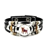 YAIEWNE Pulsera Ajustable De Cuero Trenzado En Capas Con Mapa Estelar De Ganado Tauro, Pulsera Punk Étnica Hecha A Mano, Accesorio De Amistad, Regalo De Cumpleaños Y Navidad