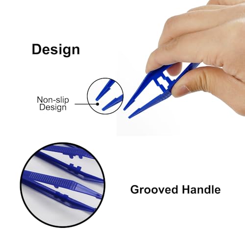 50Pcs Plastic Tweezers, 5.1inch/13cm Non-Slip Craft Tweezers Beading Tool for DIY Crafts Bead Picking Miniature Projects (Blue) - Image 4